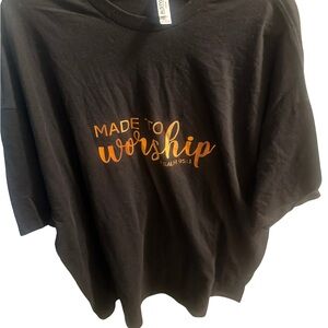 Black T-Shirt with Orange 'Made to Worship' Print